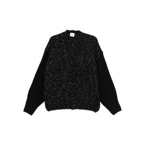 ALYSI Women's Knit Cardigan with Contrasting Sleeves Women BLACK Sweaters &